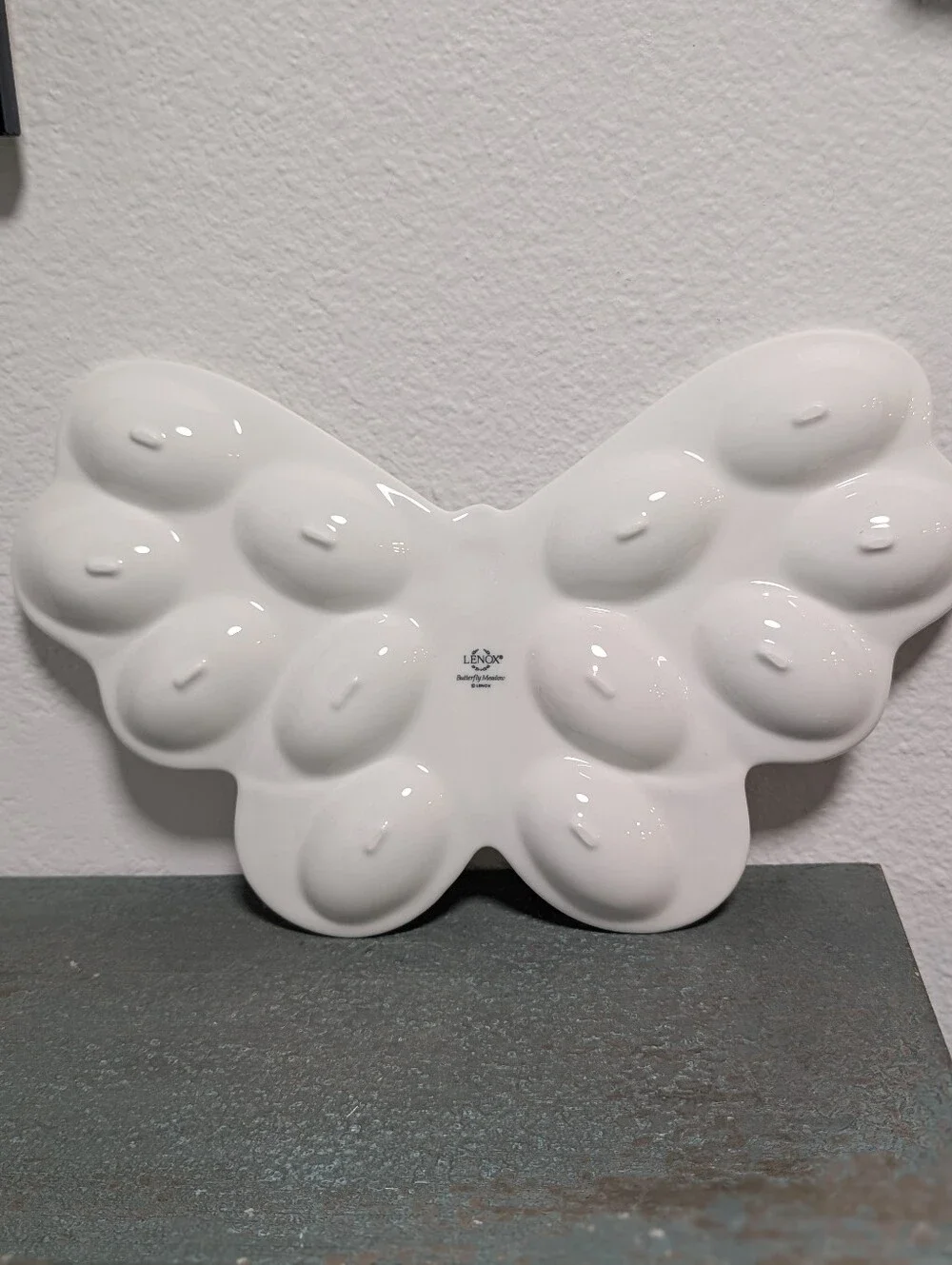 Vintage Lenox Butterfly Meadow Deviled Egg Dish Sculpted Platter Floral Bee